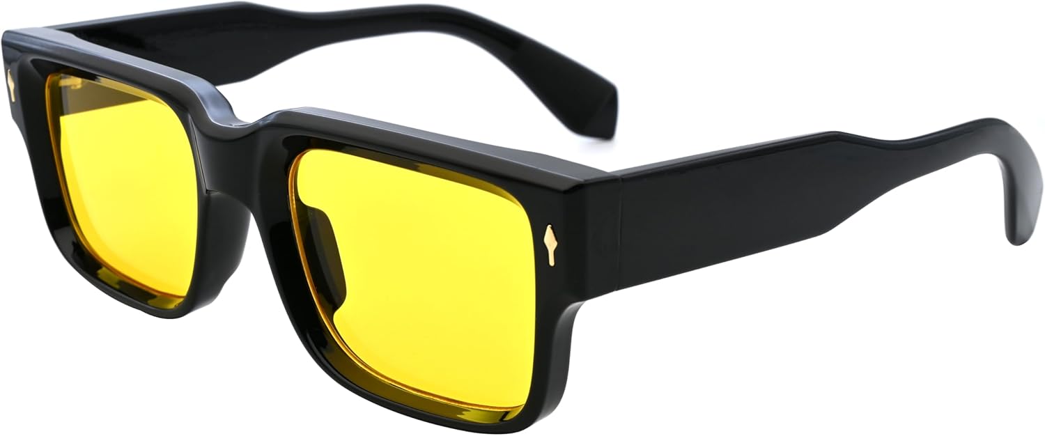 

Солнцезащитные очки Kursan в квадратной оправе для женщин и мужчин, модные массивные прямоугольные солнцезащитные очки черного цвета с защитой от УФ-излучения UV400, Black/Yellow