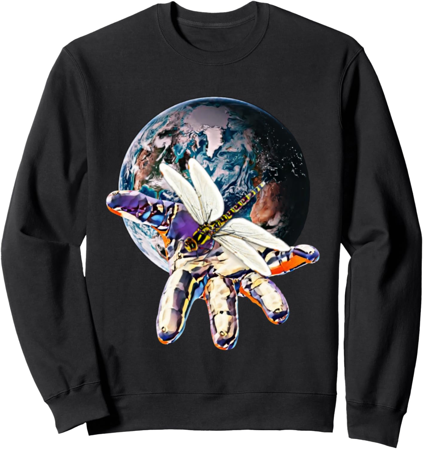 

Толстовка с изображением стрекозы, красочное крылатое насекомое, стрекоза Dragonfly Insect Animal Gift Christmas - Birthday, черный