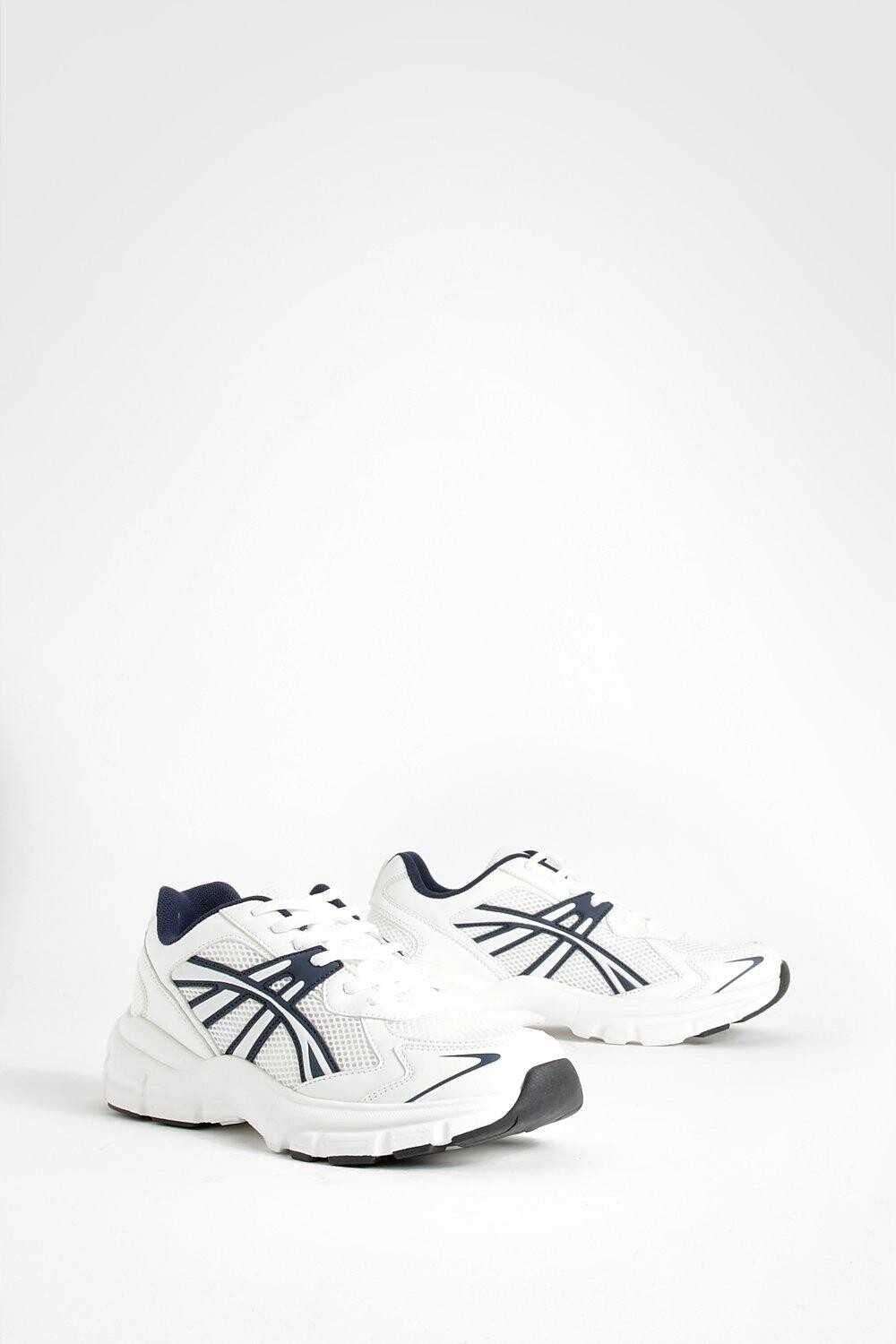 

Массивные кроссовки Contrast Stripe Chunky Sporty Dad Trainers boohoo, белый