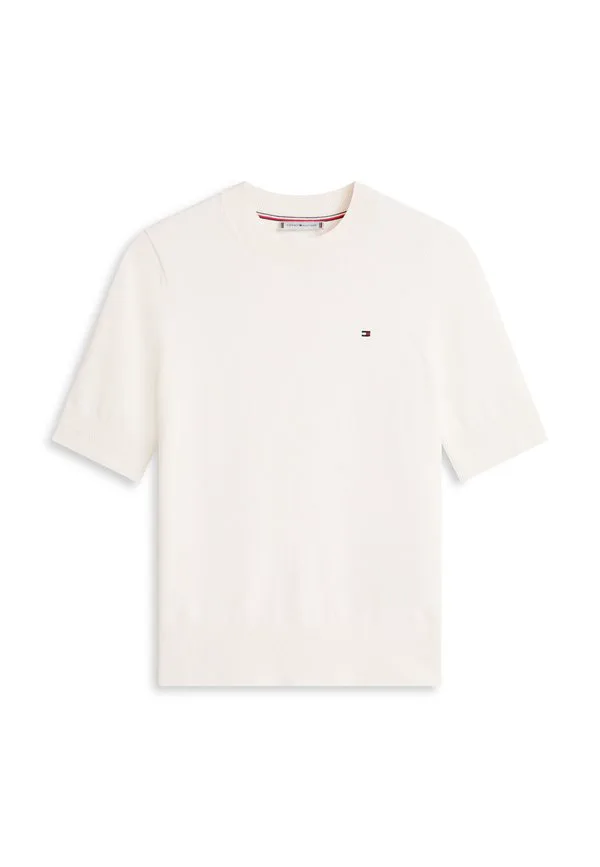 Джемпер с коротким рукавом из тонкого трикотажа, базовая футболка. Tommy Hilfiger, Ivory Petal — фото 4