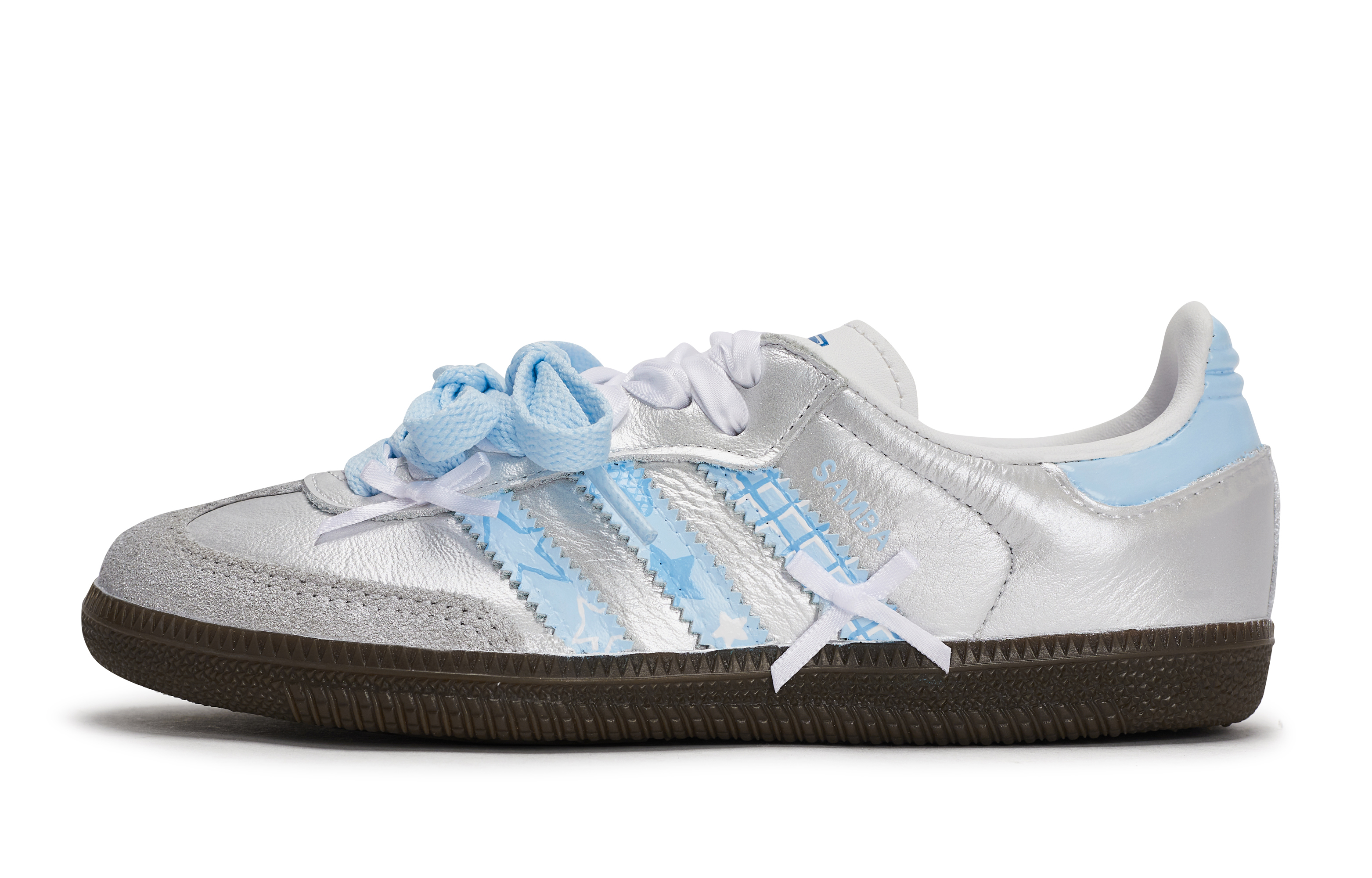 

Детские скейтерские кроссовки Samba для дошкольников Adidas Originals, серебряный/белый/синий