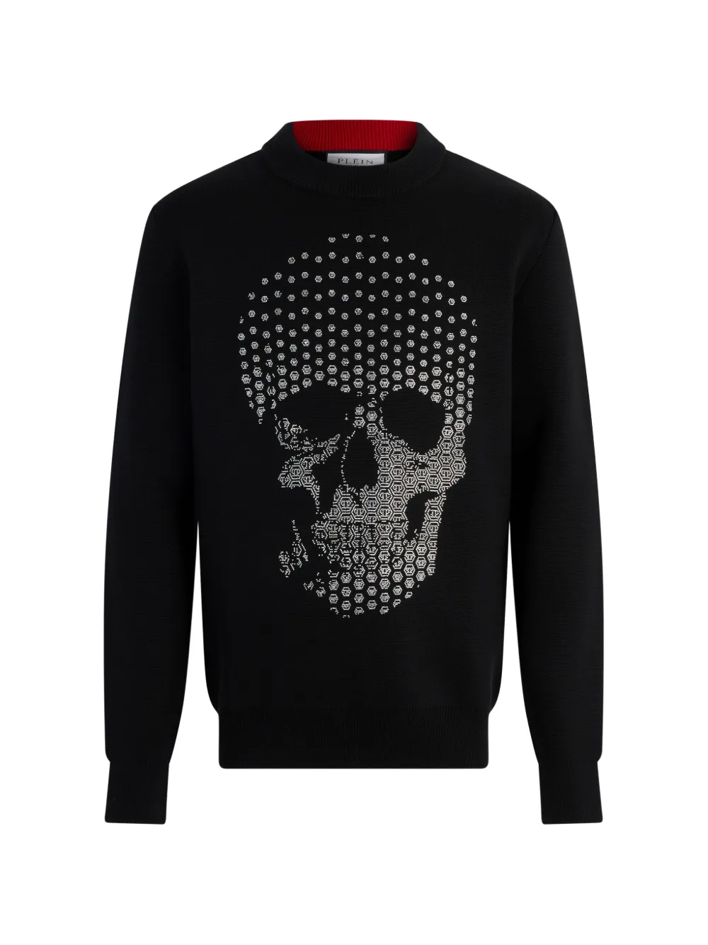 

Джемпер с круглым вырезом и черепом, украшенным стразами Philipp Plein, черный