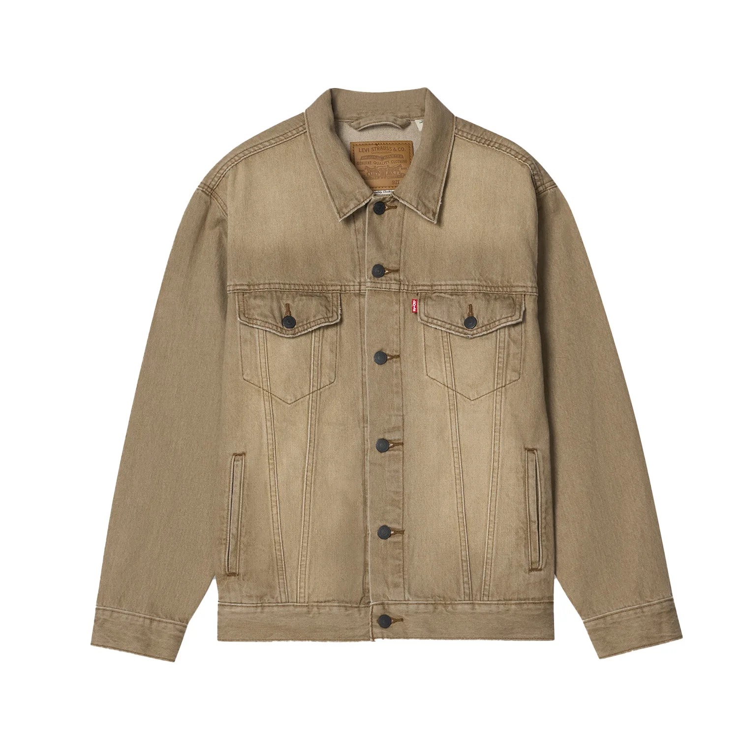 Levis Куртка унисекс с лацканами, цвет хаки, умеренный крой