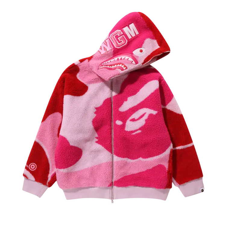 Худи BAPE Mega ABC Camo Shark Boa 'Pink', розовый