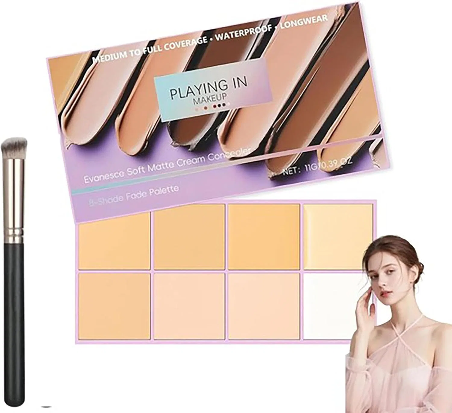 Палетка консилеров Evanesce Soft Matte Cream Concealer с кистью Generisch, Light Colour