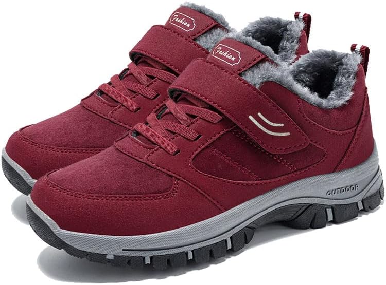 

Мужские удобные зимние ботинки против скольжения с застежкой на липучке, повседневные кроссовки для пожилых ODIPON, Red