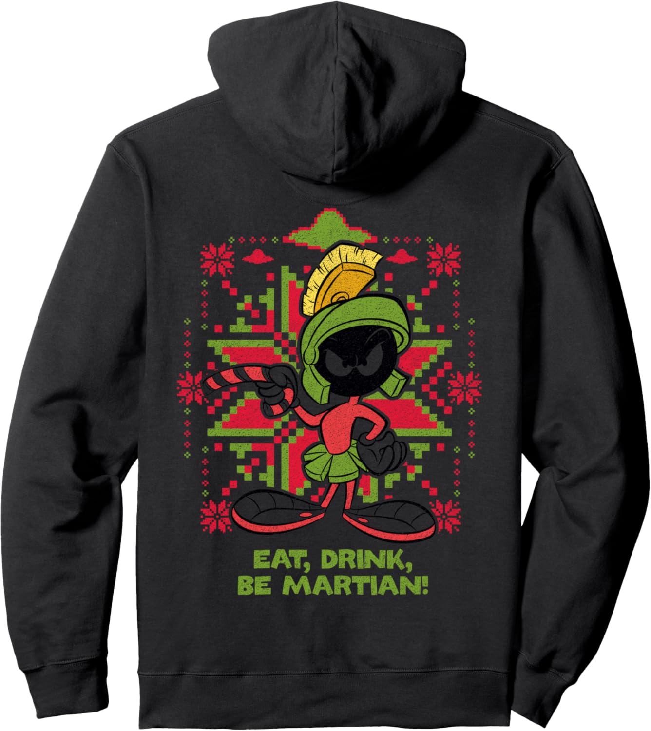 

Американская толстовка Looney Tunes Marvin Martian Xmas Eat 01 White Hoodie, черный