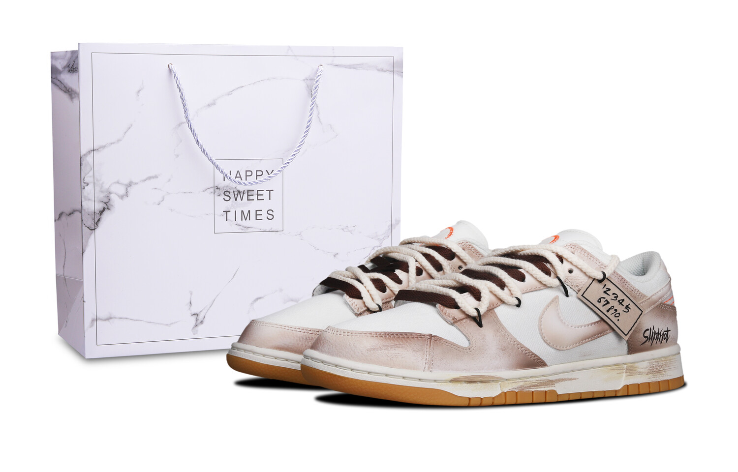 

Кроссовки Nike Dunk Skateboarding Shoes Unisex Low-top White, цвет Caramel