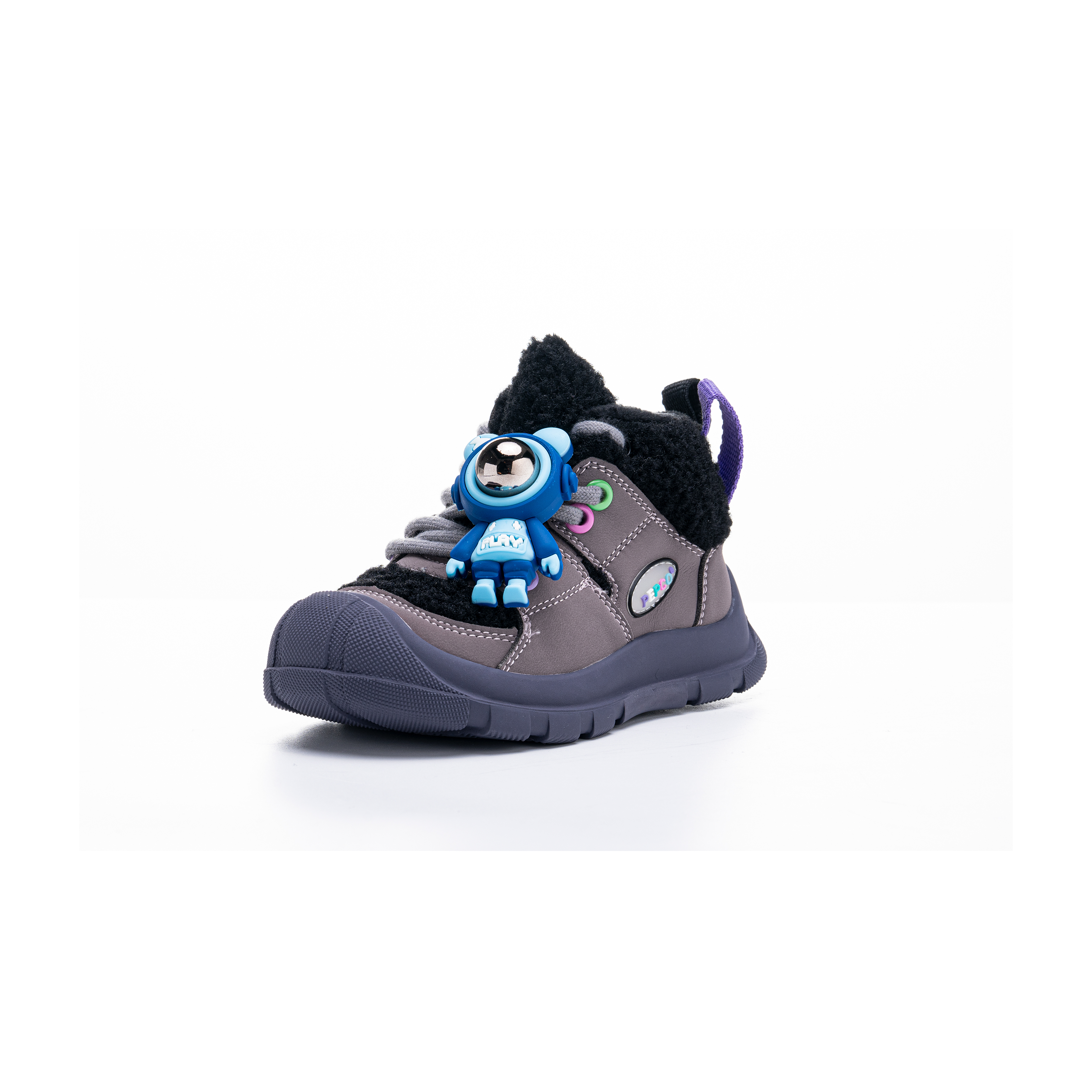 Slip Resistant Anti Kick Abrasion Resistant Thermal High top Kids Lifestyle Shoes Kids' XIAOZHUBANNA, серый — фото 4