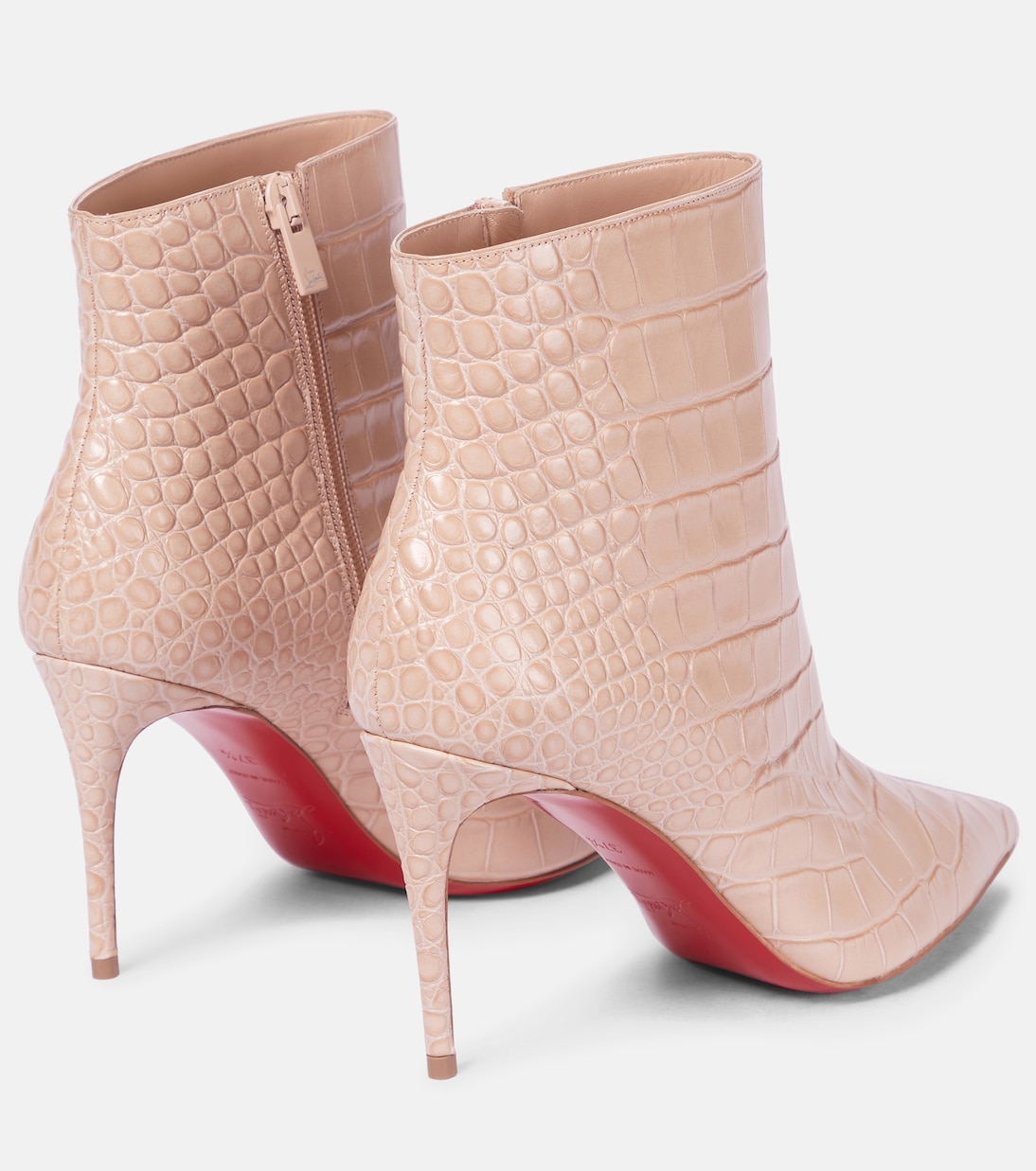 Кожаные ботинки до щиколотки с эффектом крокодиловой кожи Christian Louboutin, Nougat — фото 3