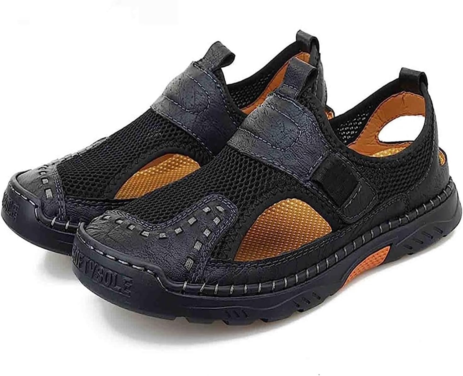 

Мужские спортивные сандалии Летние повседневные спортивные сандалии с закрытым носком Кожаные спортивные сандалии Легкие Нескользящие сандалии для пересеченной местности Сандалии для бродения Generic, черный