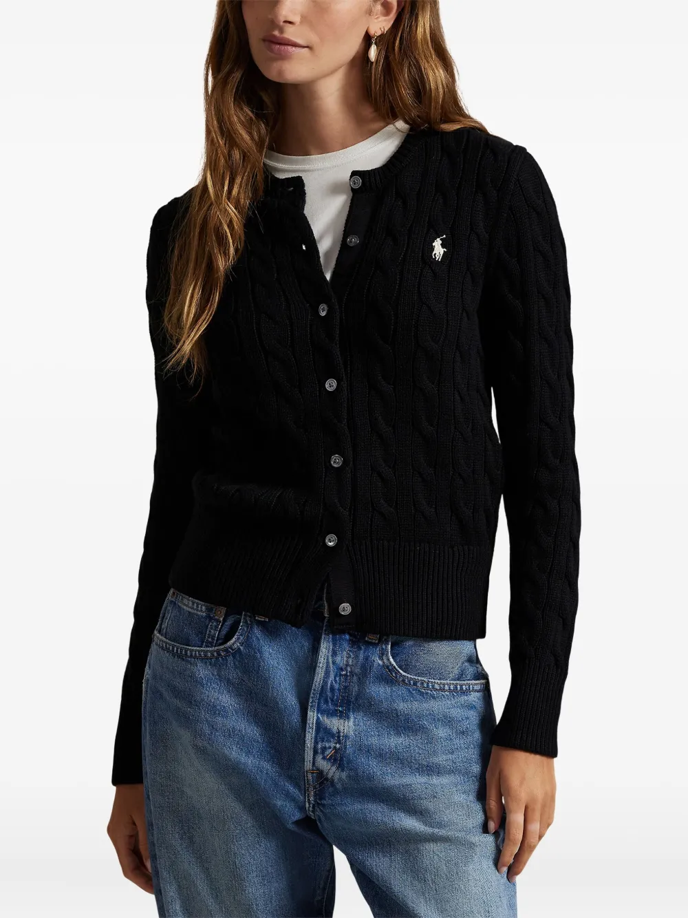 Кардиган фактурной вязки Polo Ralph Lauren, черный — фото 3
