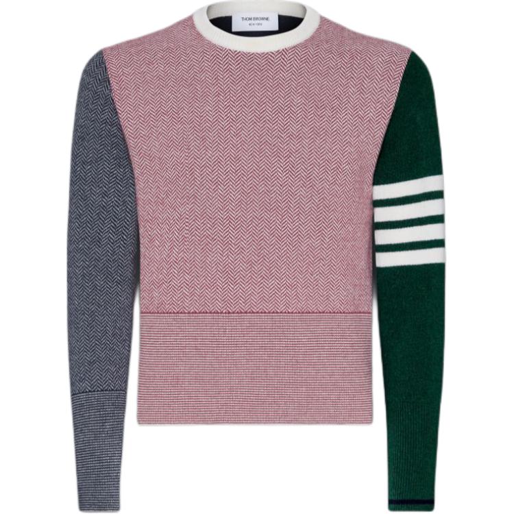 

Джемпер с цветными блоками в технике жаккард THOM BROWNE, красный