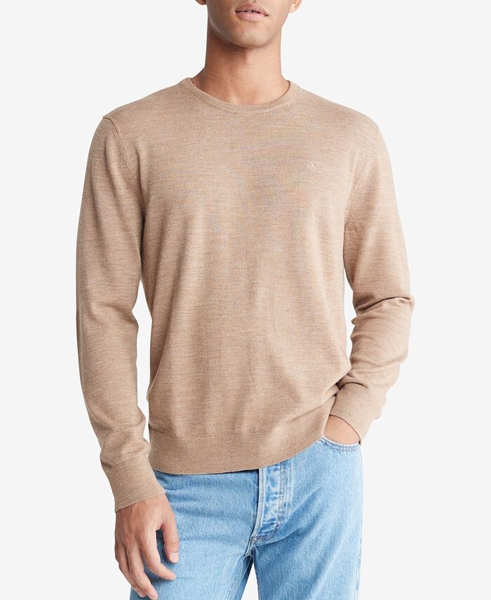 

Мужской свитер из очень тонкой шерсти мериноса Calvin Klein, цвет Tigers Eye