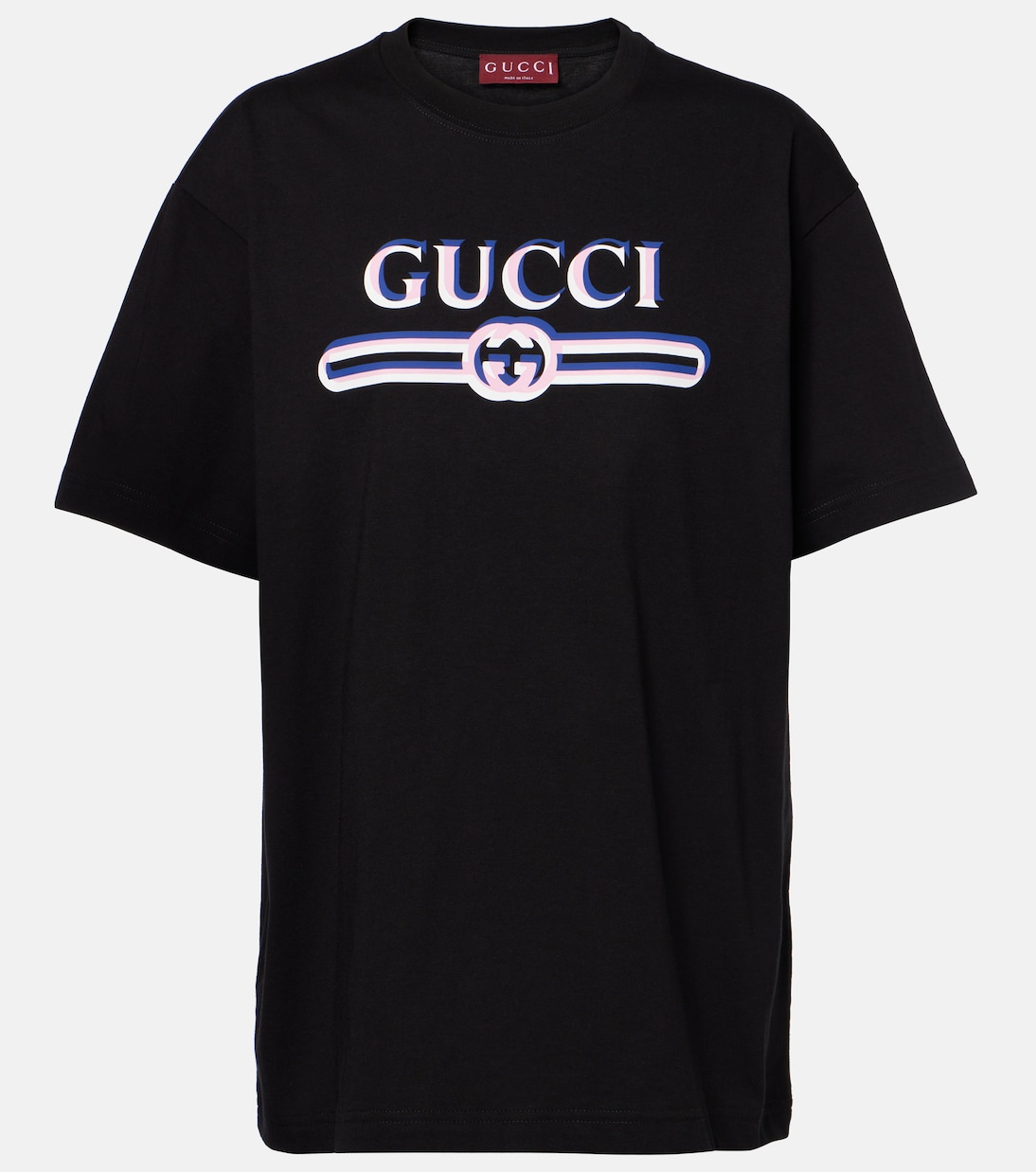 

Футболка из хлопкового джерси с принтом Gucci, Black/Mc