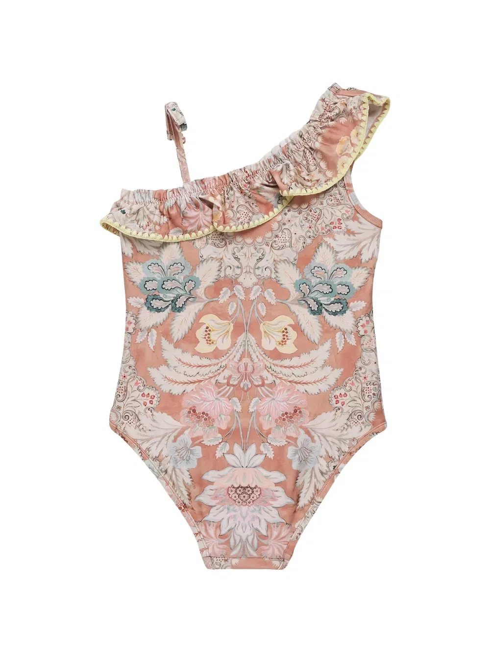 Купальник с оборками и цветочным принтом Zimmermann Kids, оранжевый — фото 2