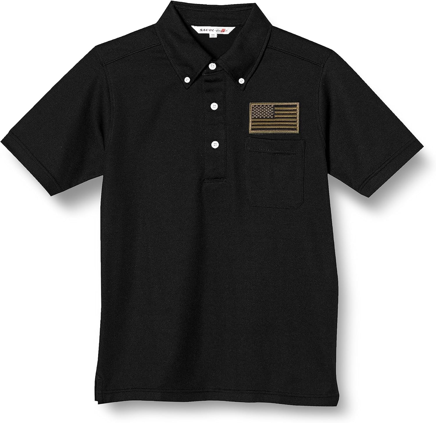 

Поло-рубашка F-Style F-SD021123 с коротким рукавом, украшенная гербом армии США, впитывает пот, быстро сохнет, имеет карманы и застежку на пуговицах, черная