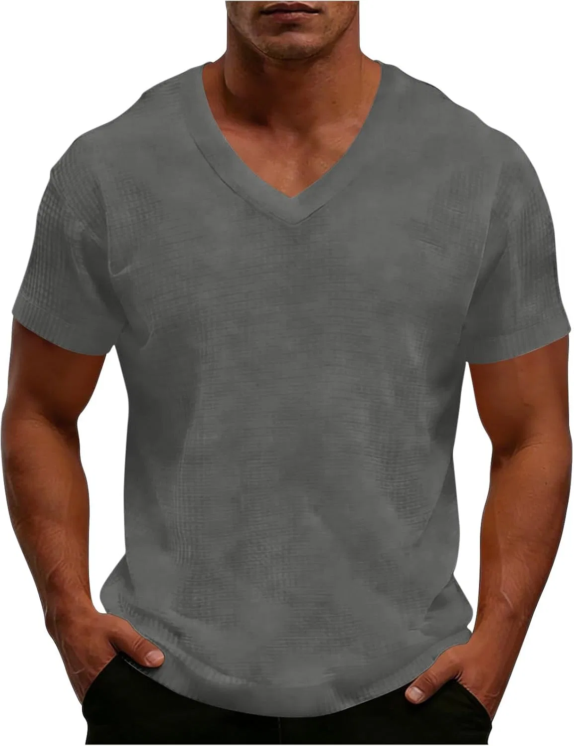 Футболка мужская с V-образным вырезом, Polyester, Dark Gray