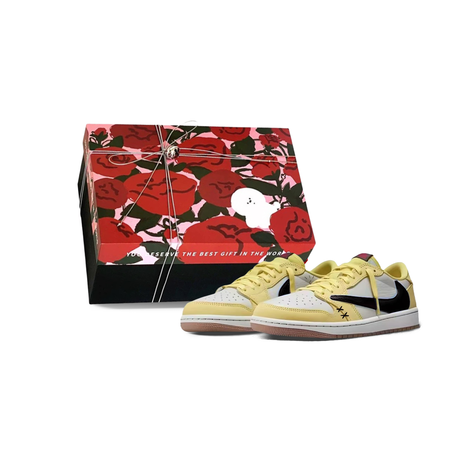 Баскетбольные кроссовки Travis Scott X Air 1 Vintage, унисекс, низкие, черно-желтые Jordan, Black Yellow