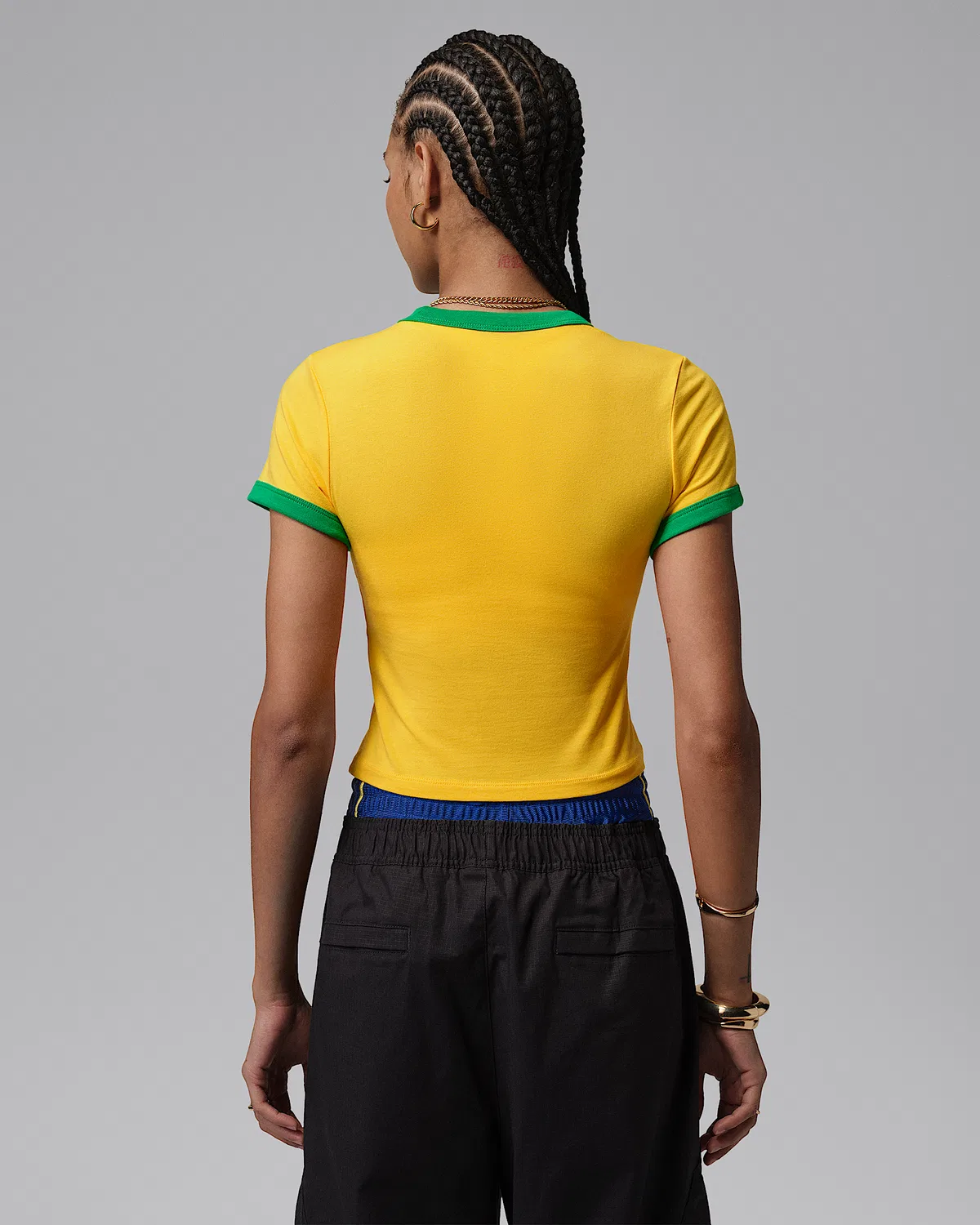 Женская футболка с принтом Brazil Crewneck Jordan, Varsity Maize/Lucky Green — фото 2