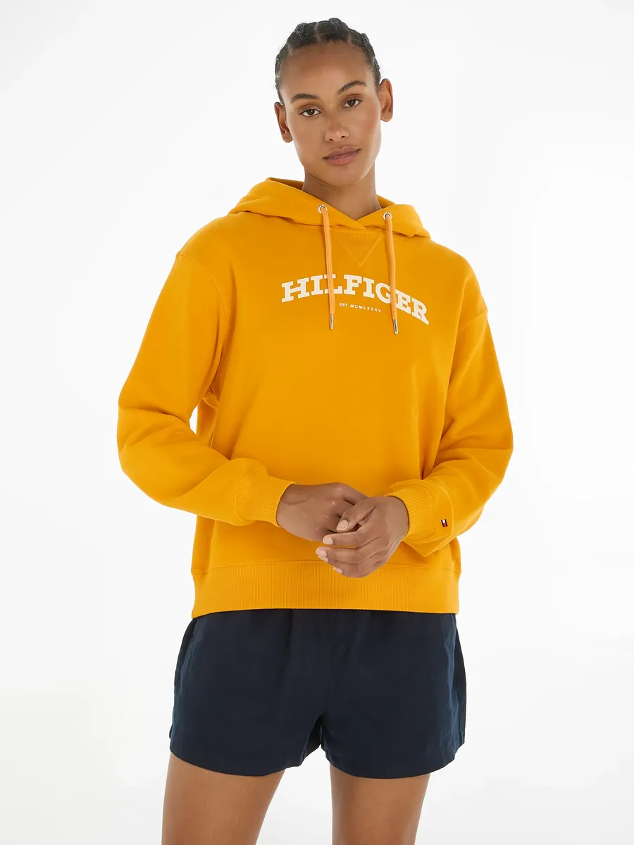 

Толстовка Tommy Hilfiger "REG MONOTYPE FLOCK HOODIE" с надписью-логотипом, цвет Rich Ochre