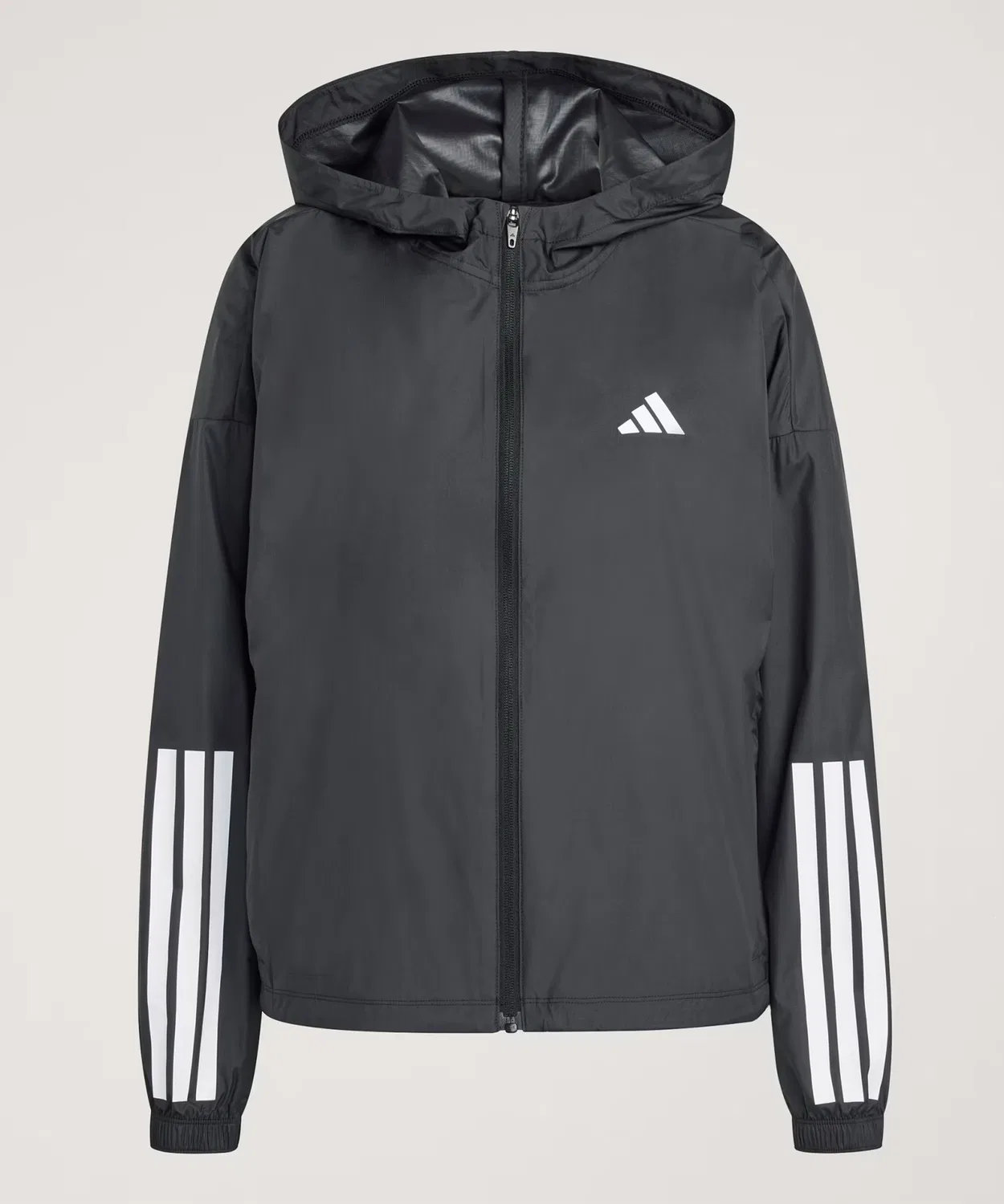 Ветровка женская с капюшоном adidas Hyperglam 3-полосная черно-белая