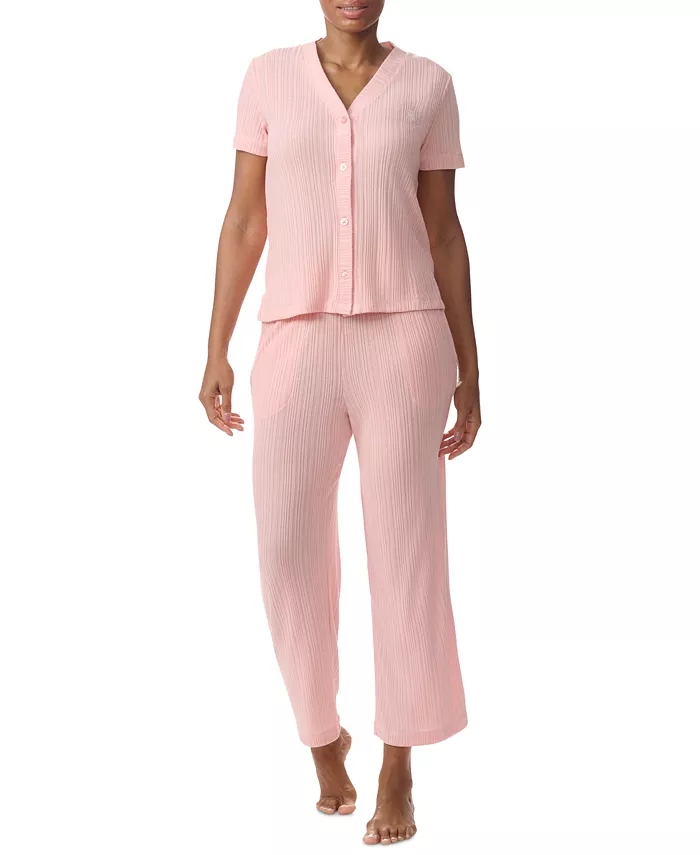 

Женский комплект пижамы TH Cardigan Top & Cropped Pants из 2 предметов Tommy Hilfiger, розовый