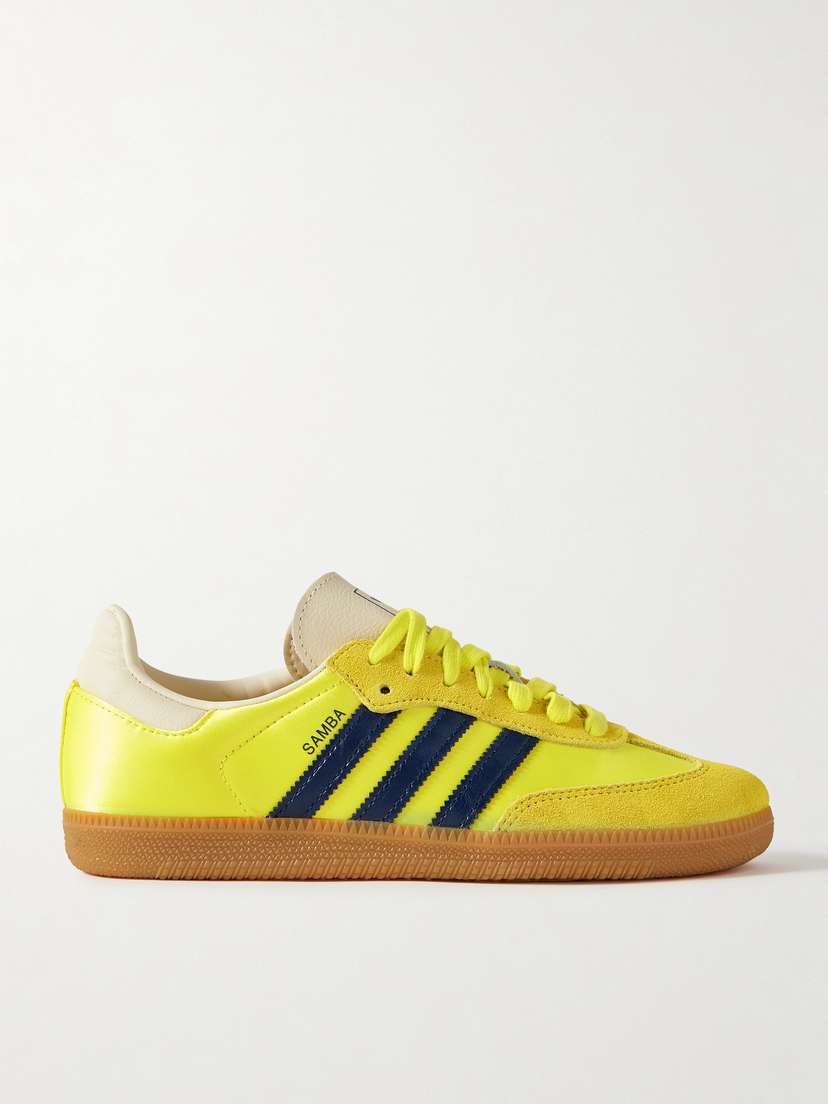 Кроссовки Samba og из замши и атласа с отделкой из кожи Adidas Originals, зеленый