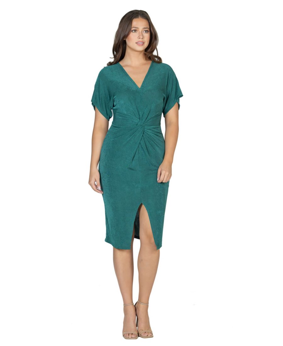 

Женское платье с короткими рукавами, V-образным вырезом и разрезом спереди 24seven Comfort Apparel, Hunter