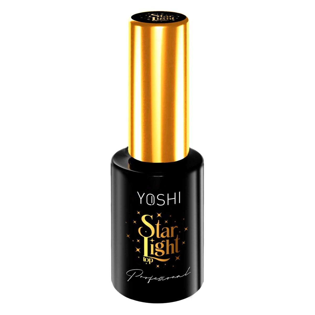 Yoshi, Гибридный топ для ногтей Star Light No Wipe с золотыми звездами, 10 мл — фото 2