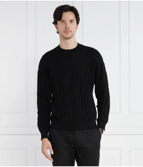 Шерстяной свитер regular fit Emporio Armani, черный — фото 3