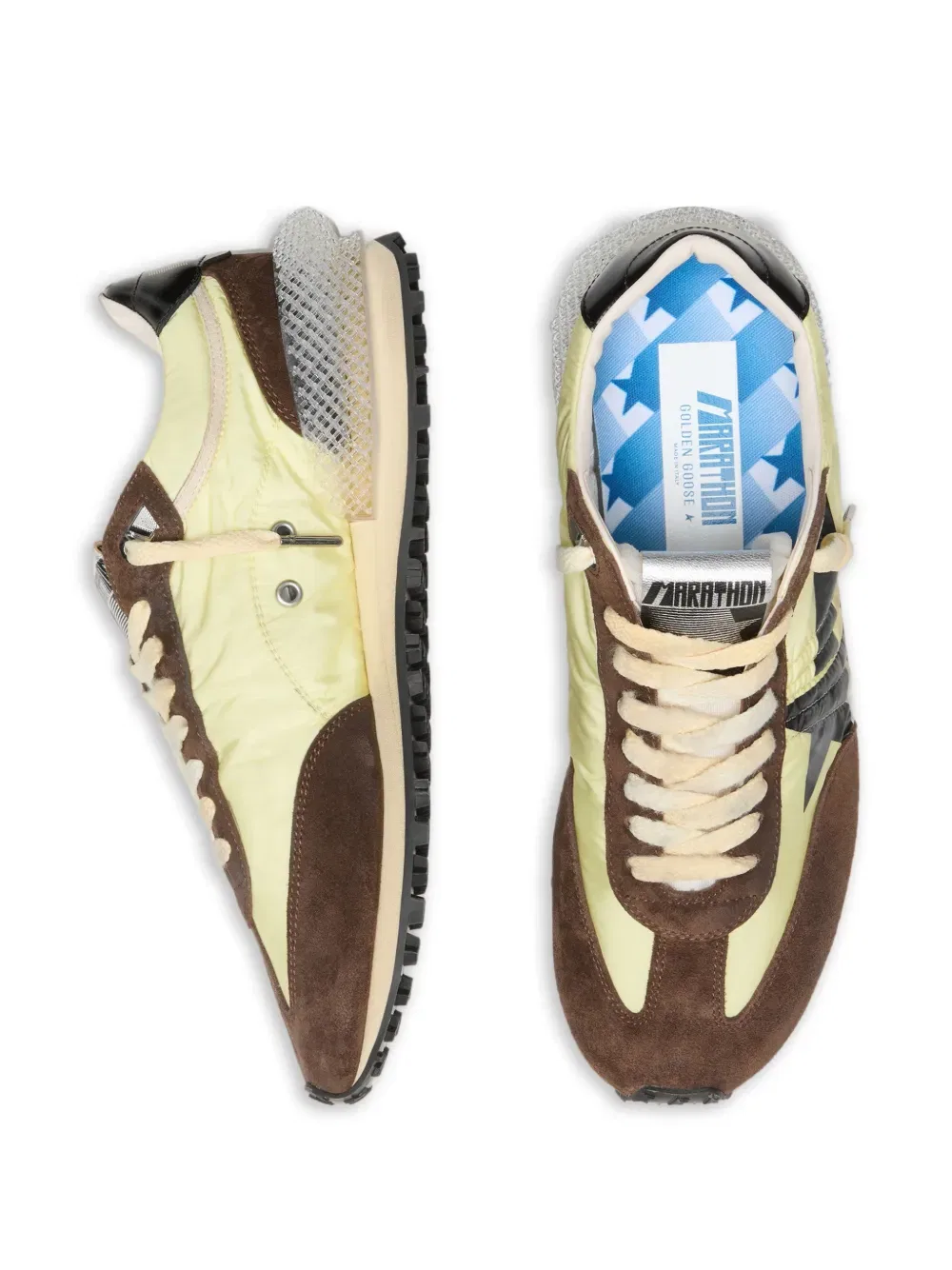 Кроссовки Running marathon nylon upper suede toe and spur leather heel Golden Goose, зеленый — фото 3