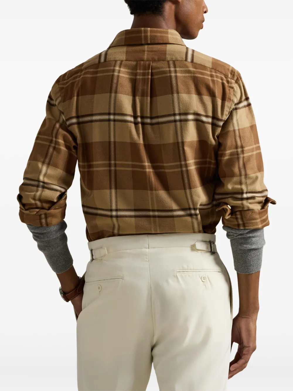 Твиловая рубашка с длинными рукавами Polo Ralph Lauren, коричневый — фото 4