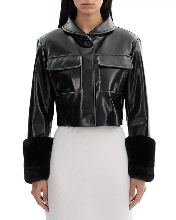 

Куртка Hedda из искусственной кожи с меховыми манжетами Lamarque, черный