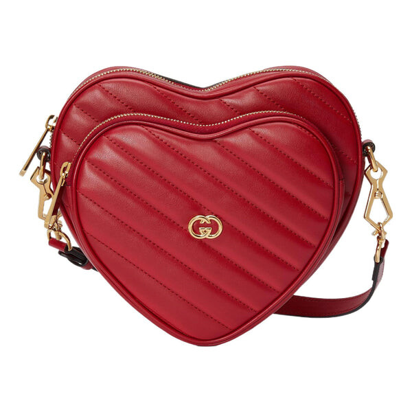 

Сумка interlocking g mini heart shoulder bag 'hibiscus red' Gucci, красный