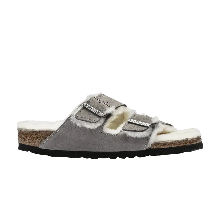 

Кроссовки Birkenstock Arizona Shearling Suede Leather Narrow Stone Coin, серый