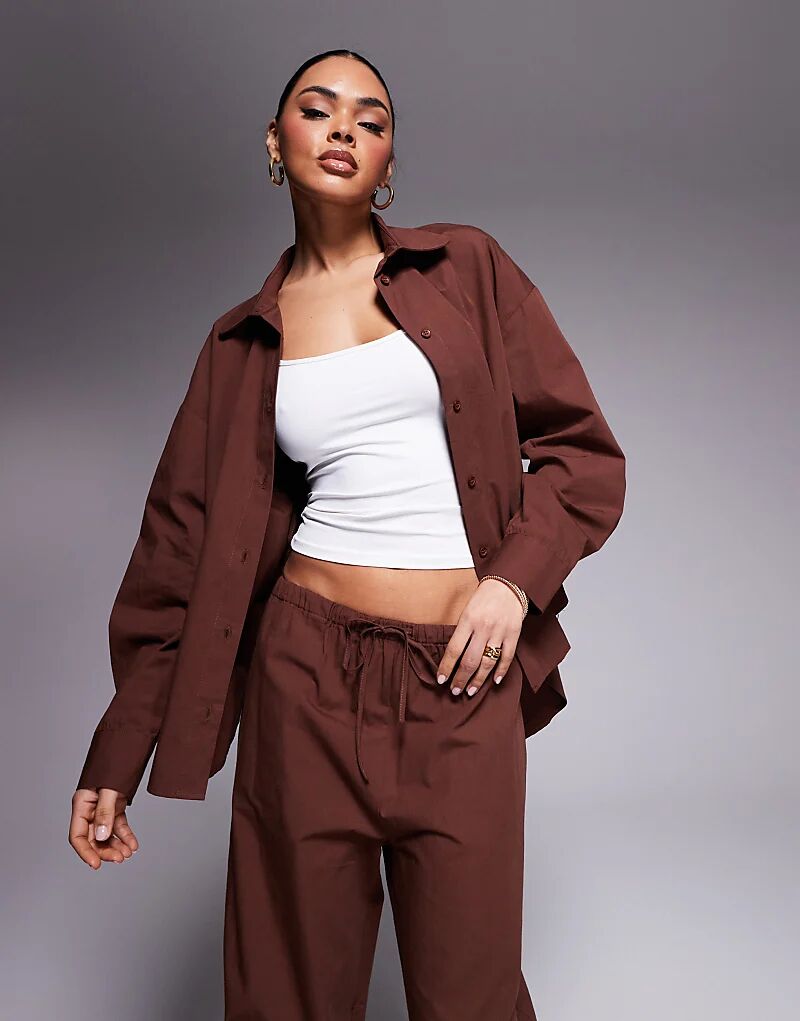 

Рубашка свободного кроя ASOS DESIGN коричневого цвета (часть комплекта)