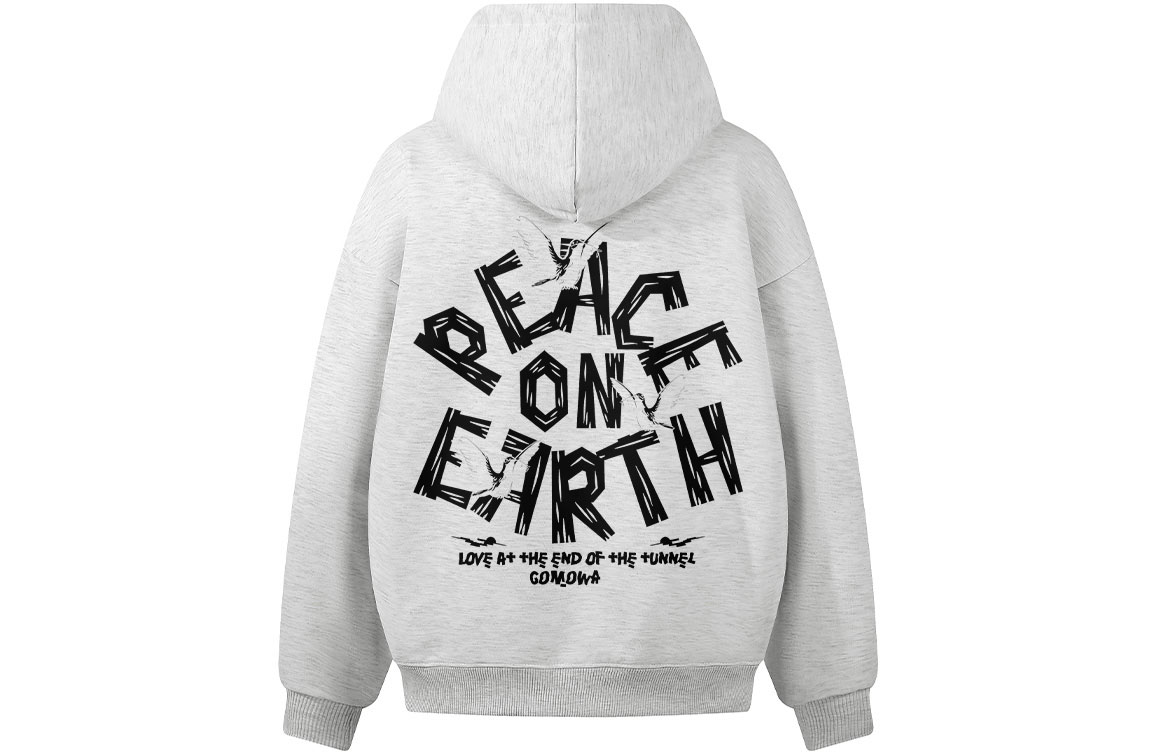 

Толстовка Unisex Hooded Moderate Heavyweight ZIAREL, белый heather серый