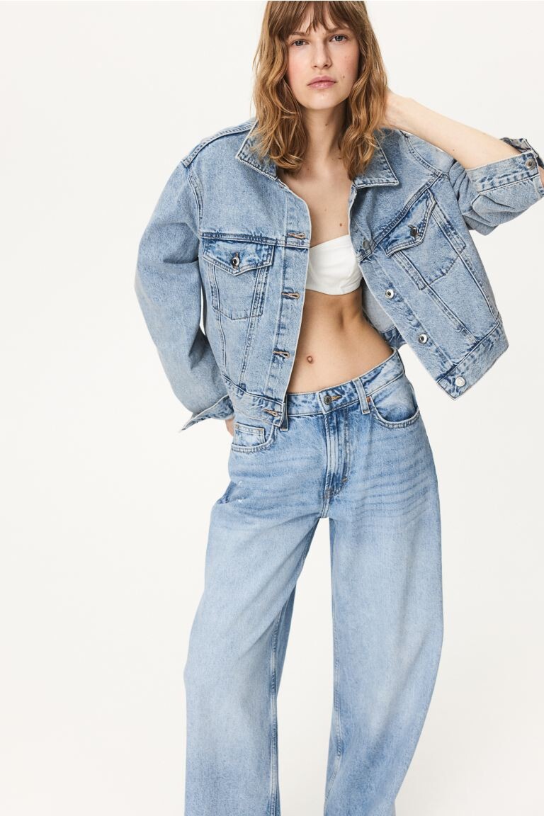 

Мешковатые высокие джинсы H&M, синий