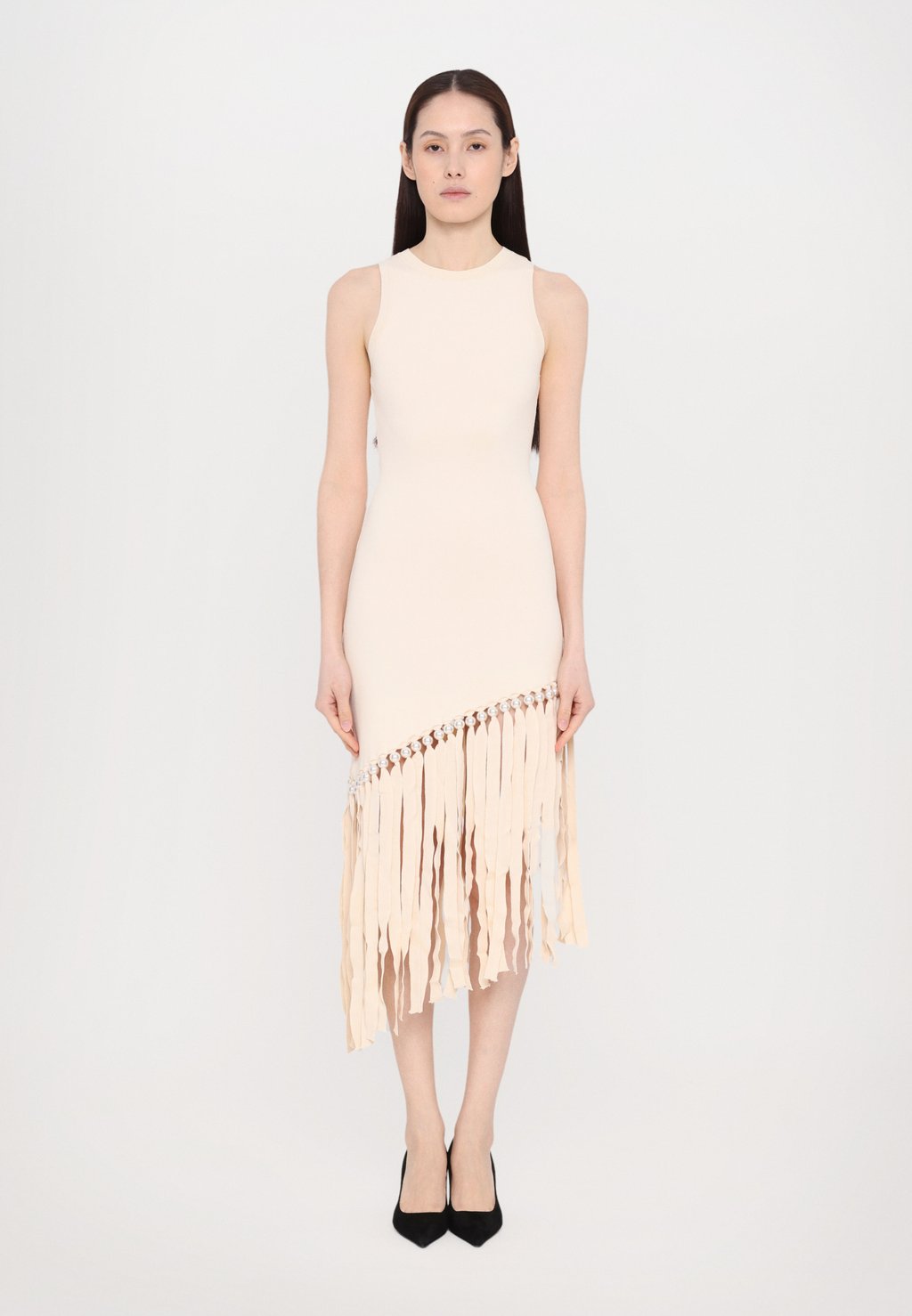 

Повседневное платье ROBE FRANGES LARGES PERLES DOREES sandro, молочный