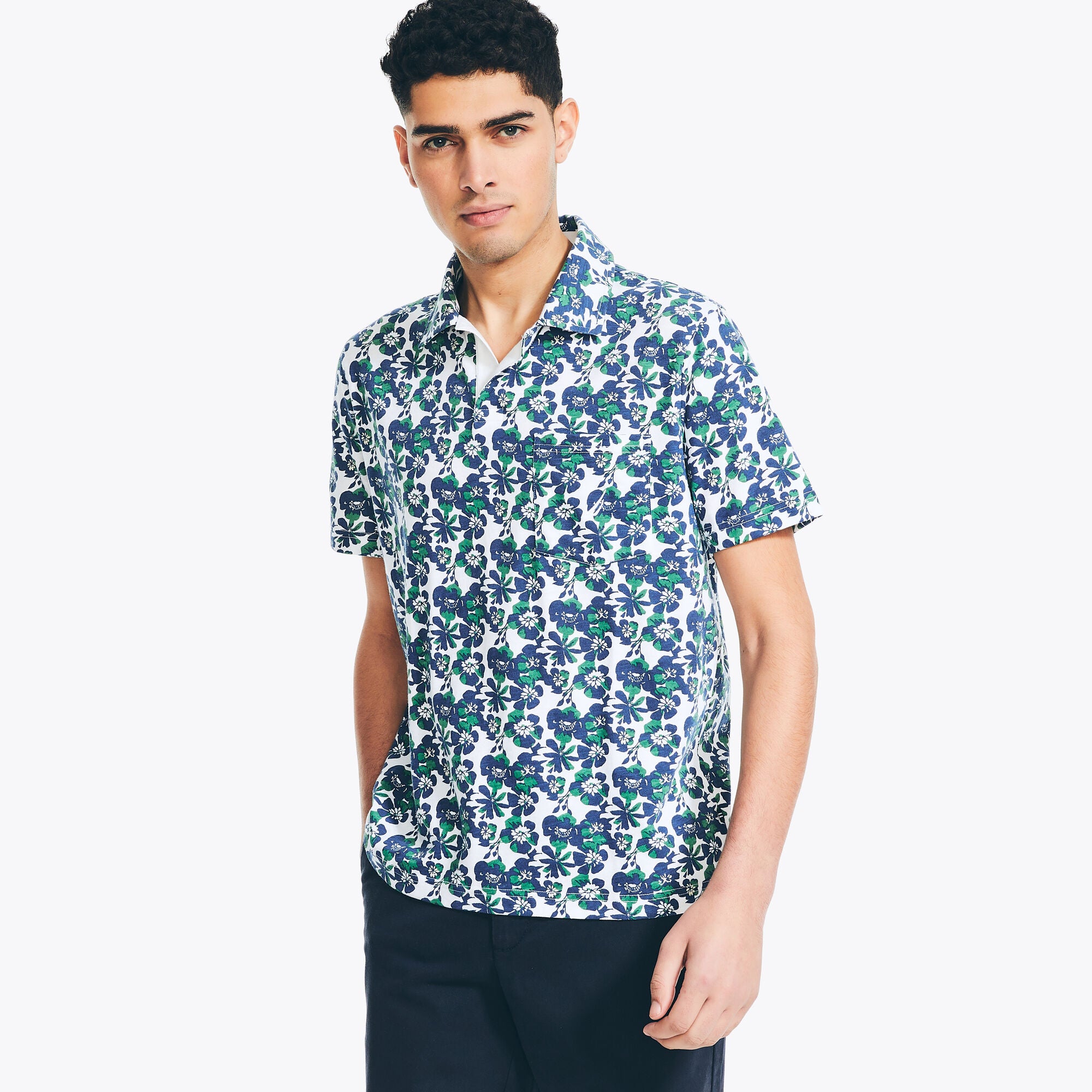 

Мужское поло с принтом и воротником-стойкой Nautica Johnny, цвет bright white