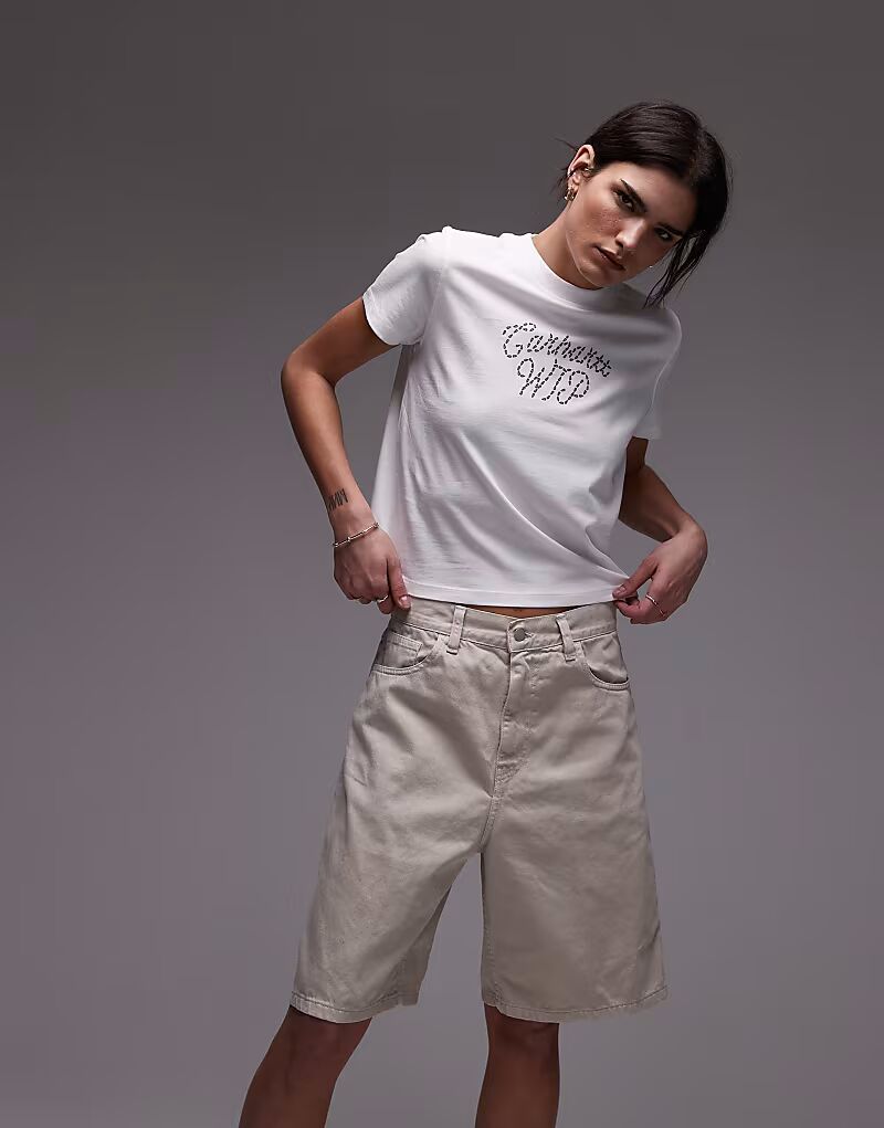 

Свободные джинсовые шорты Carhartt WIP Brandon бежевого цвета