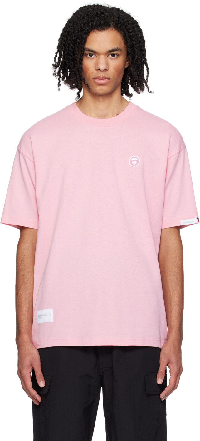 

Розовая футболка с нашивками Aape By A Bathing Ape
