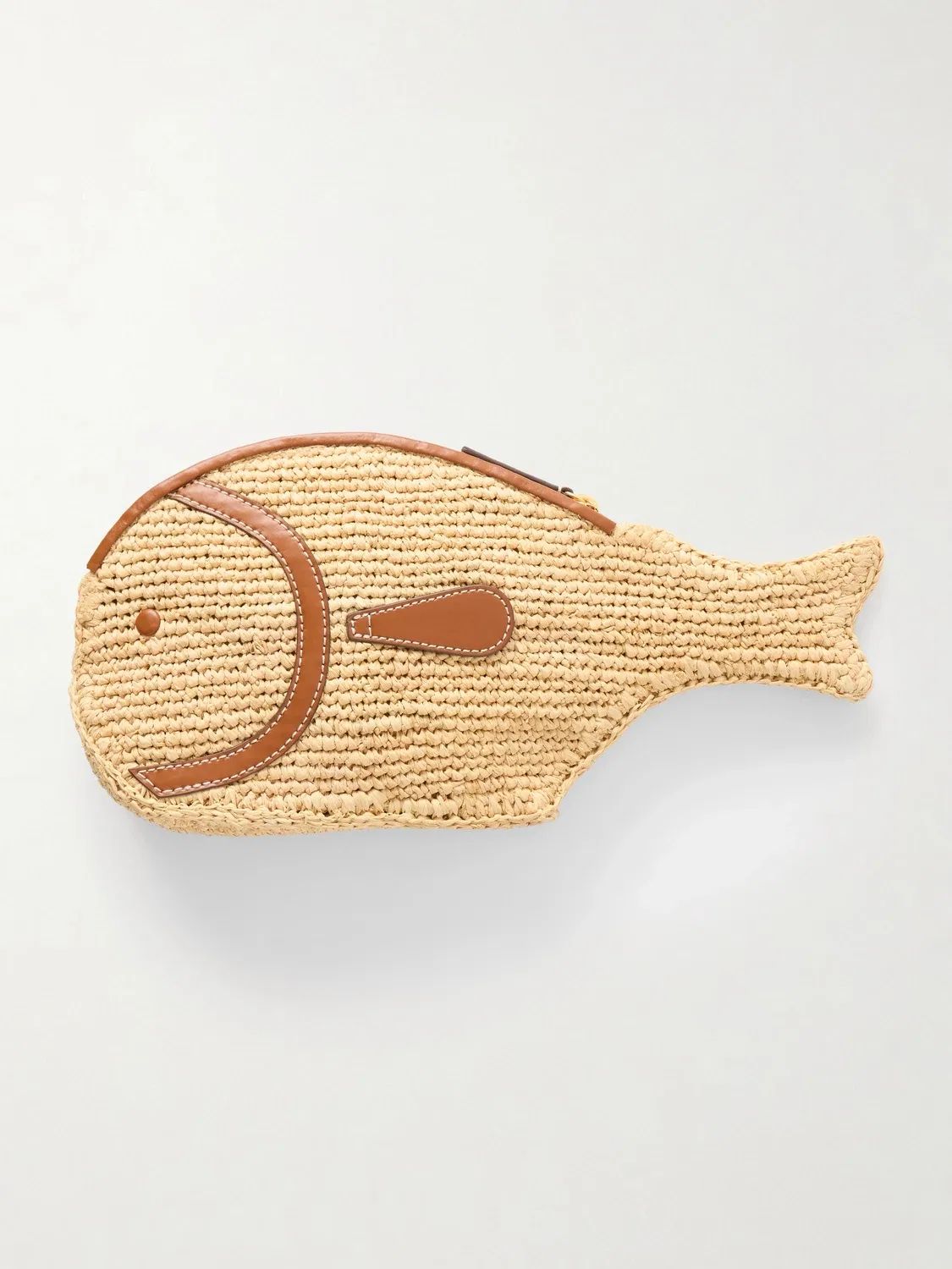 Клатч Pesce из рафии с отделкой из кожи STAUD, бежевый