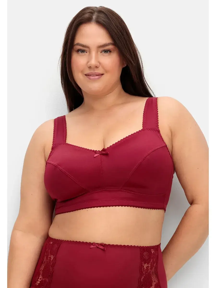 

Рельефный бюстгальтер Sheego "больших размеров", без косточек, атласный, красный