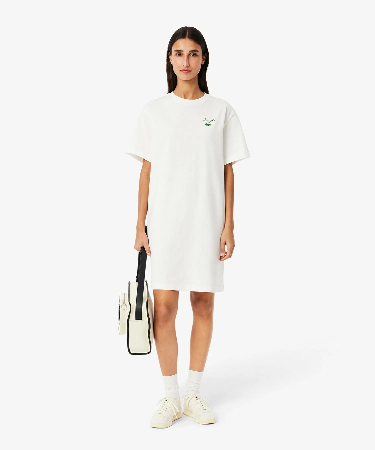 Платье-футболка LACOSTE оверсайз, белое