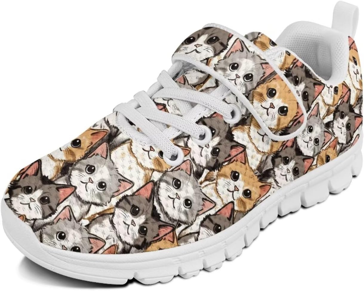 

Кроссовки с животным принтом для мальчиков и девочек, обувь для ходьбы, модный дизайн, с одной пряжкой, теннисные кроссовки, дышащие, легкие, идеальные для детей Watdotory, Cute Cats