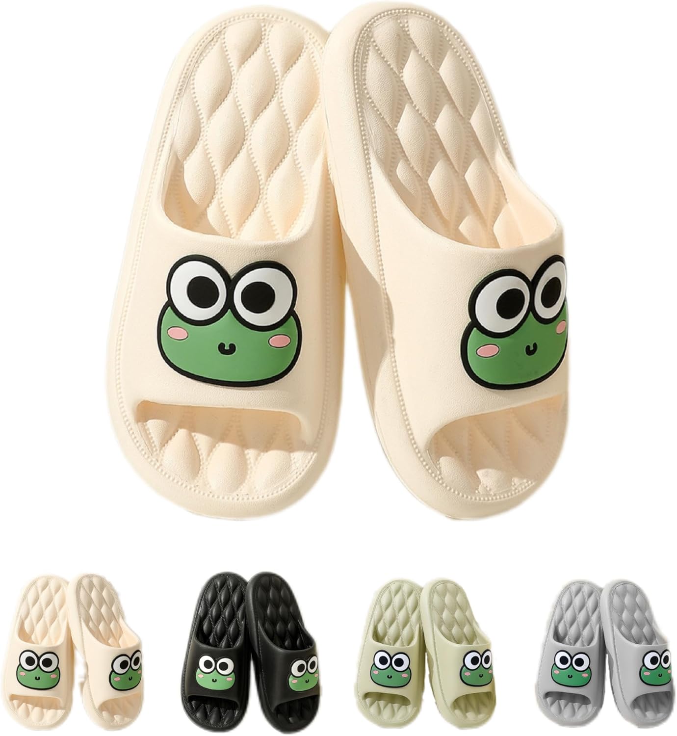 

Тапочки NTRUEML Frog Тапочки с Лягушкой для ванной Мужские летние домашние тапочки Домашние летние тапочки Мужские Милые мультяшные летние тапочки Женские, белый