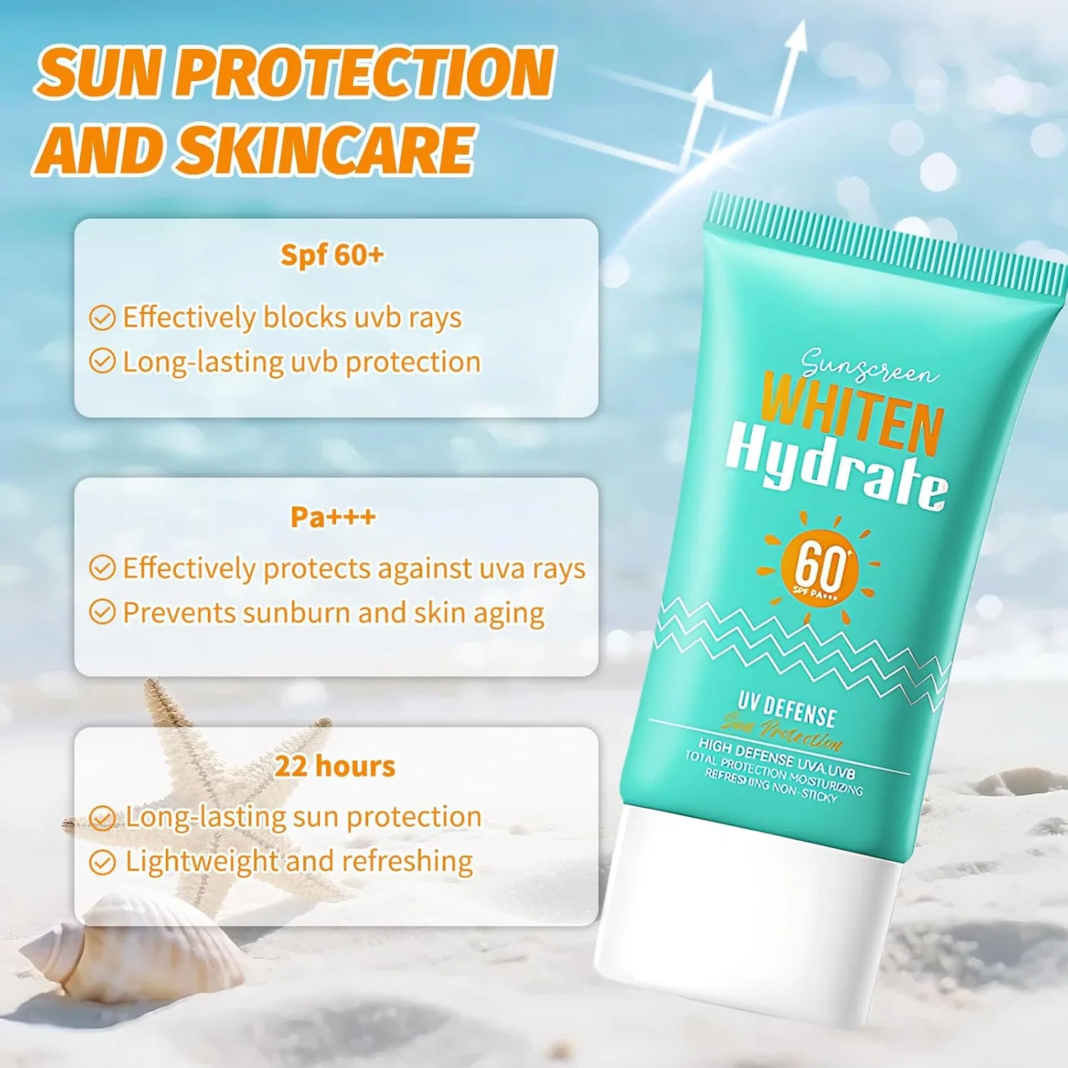 Солнцезащитный крем для лица и тела SPF 60, водостойкий, 2 шт. Toimveok — фото 2