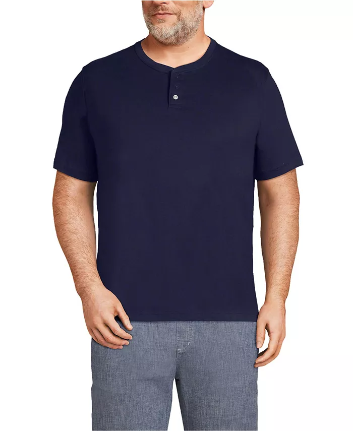 

Футболка-хенли с коротким рукавом Big & Tall Super-T Lands' End, синий